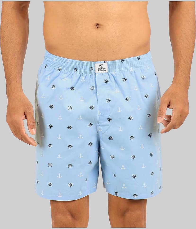 Supersquad Pack of 1 Cotton Boxers For Men's ( Sky Blue )