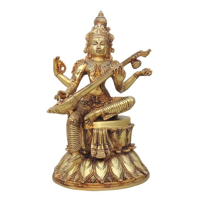 Brass Saraswati Ji Premium Idol - Decorative Handcrafted Statue, Height : 14 Inch (BSMAS1536 F) view 2