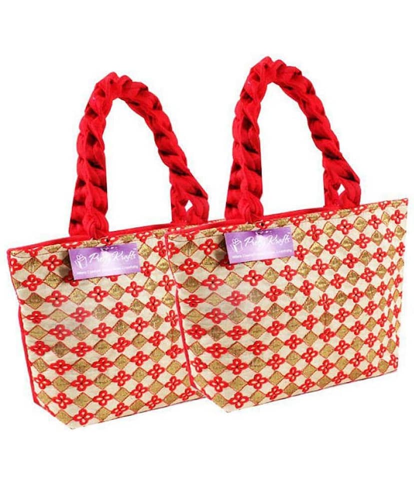 PrettyKrafts Red Jute Handheld