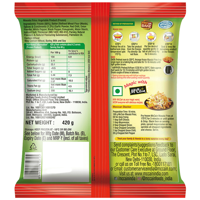 Mccain Masala Fries - Hot & Spicy, 420 G view 2