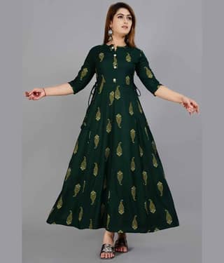 NUPITAL Pack of 1 Viscose Printed Anarkali Women's Kurti - ( Sea Green )