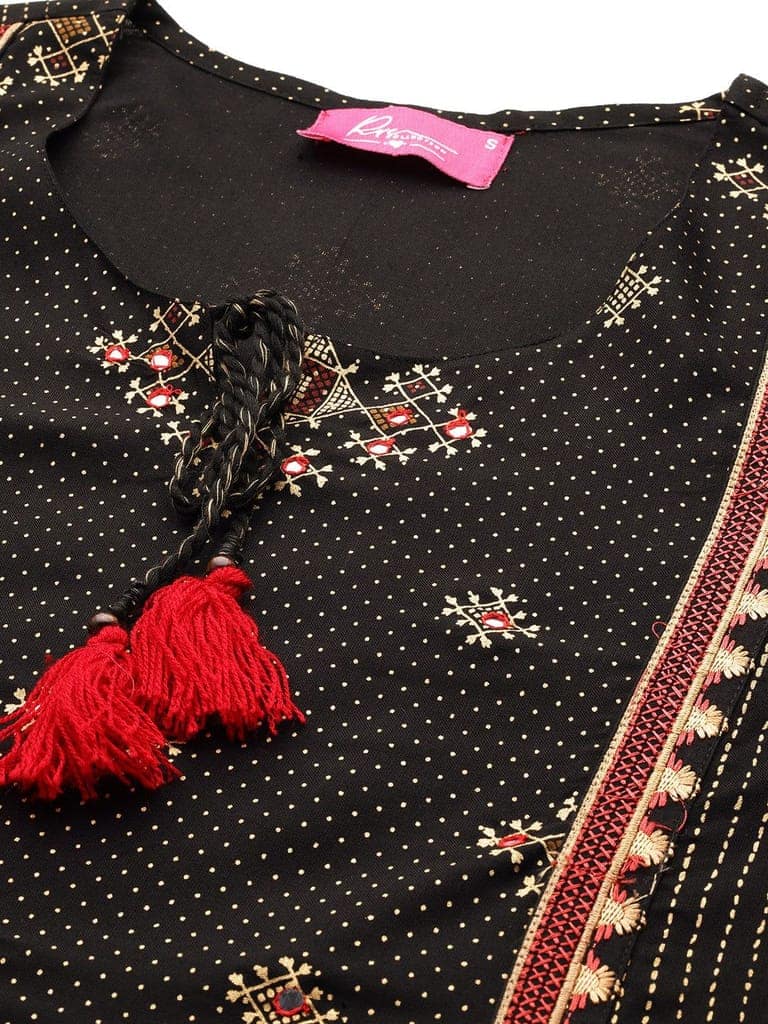 Ethnic Motifs Printed Mirror Work Kurta view 5