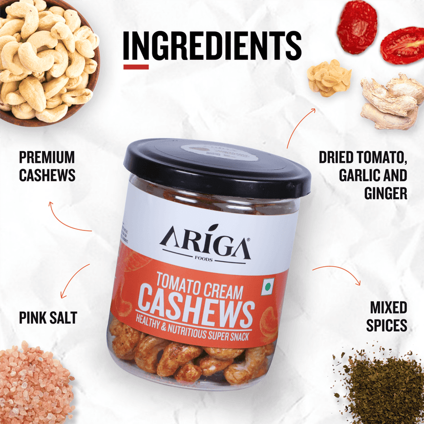 Ariga Foods Tomato Cream Roasted Kaju | Cashews (200 g) view 3