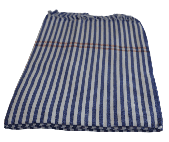 Blue & White Striped Towel with Fringe - Beach & Bath Essential view 2