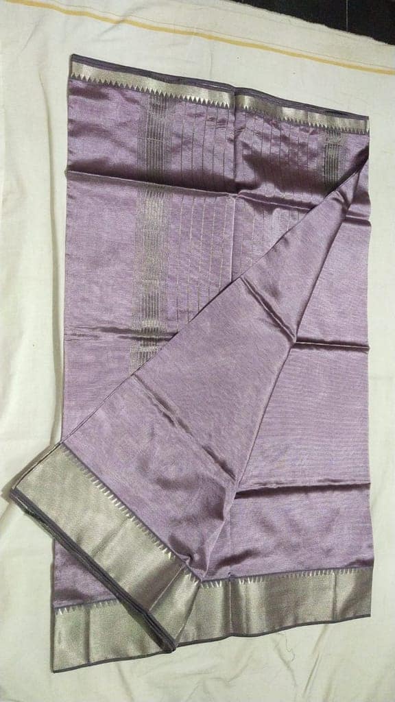 KANCHI BORDER SAREE A beautiful, handwoven matka silk saree in a soft Fly Ash shade. This elegant saree features a zari border and pallu, and is perfect for any special occasion. view 2