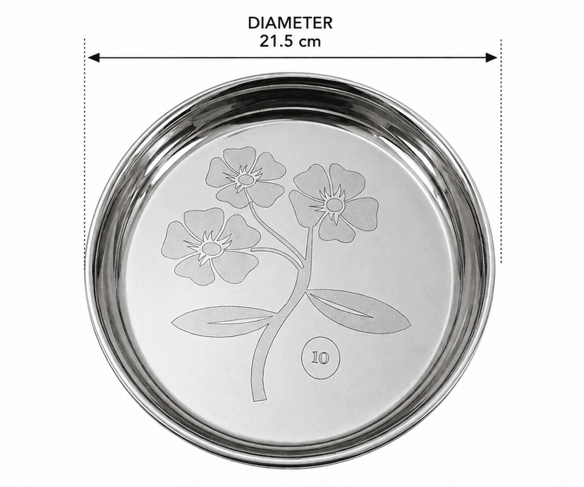 Premium Stainless Steel Round Floral Design Thali (Khoncha) view 2