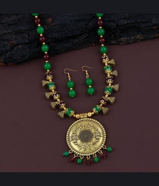 ShreejiHuf Alloy Multi Color Traditional Necklaces Set Long Haram