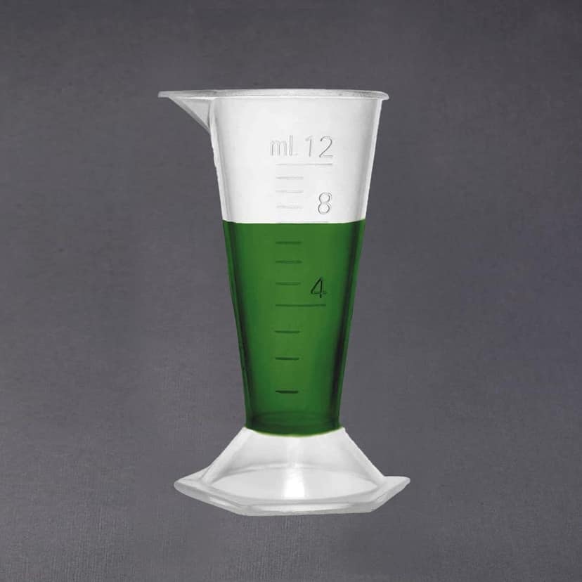 TRUEKIT Transparent Plastic Measuring Beaker Cup Conical Measure with Graduation Marks (Pack of 4)