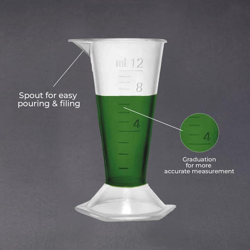 TRUEKIT Transparent Plastic Measuring Beaker Cup Conical Measure with Graduation Marks (Pack of 4) view 2