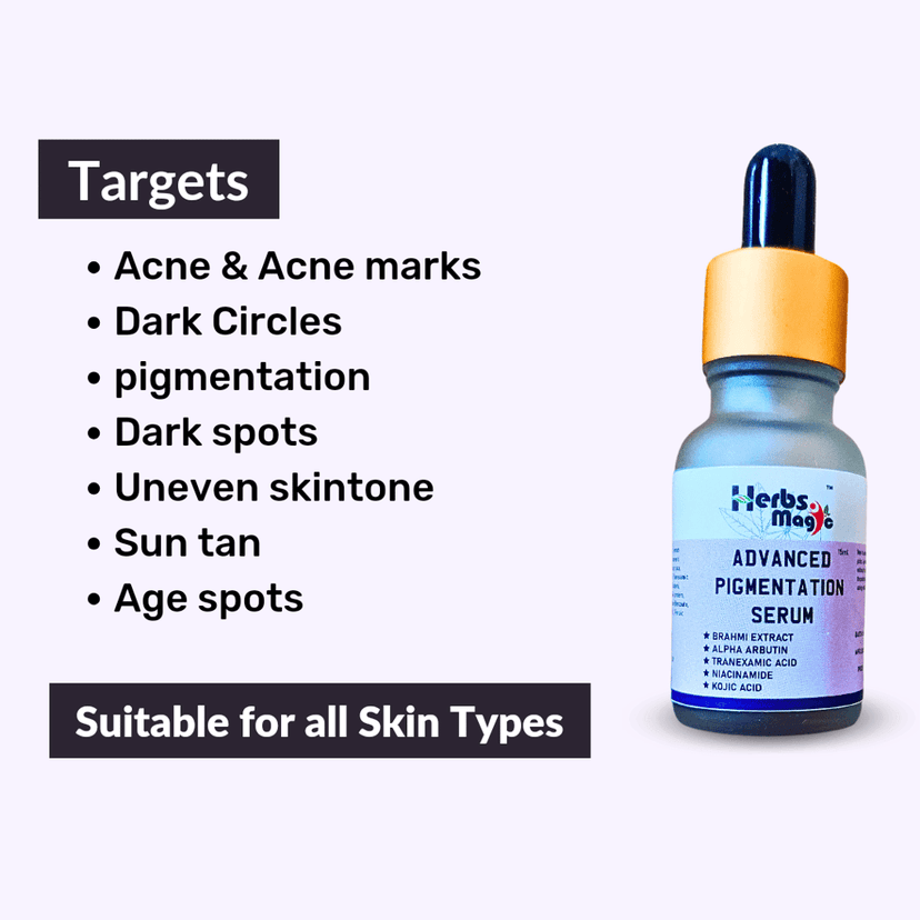 Herbs Magic Advanced Pigmentation Serum for Pigmentation & Dark Spots Removal | Remove Blemishes, Acne Marks & Tanning 15ml for women and mans view 3