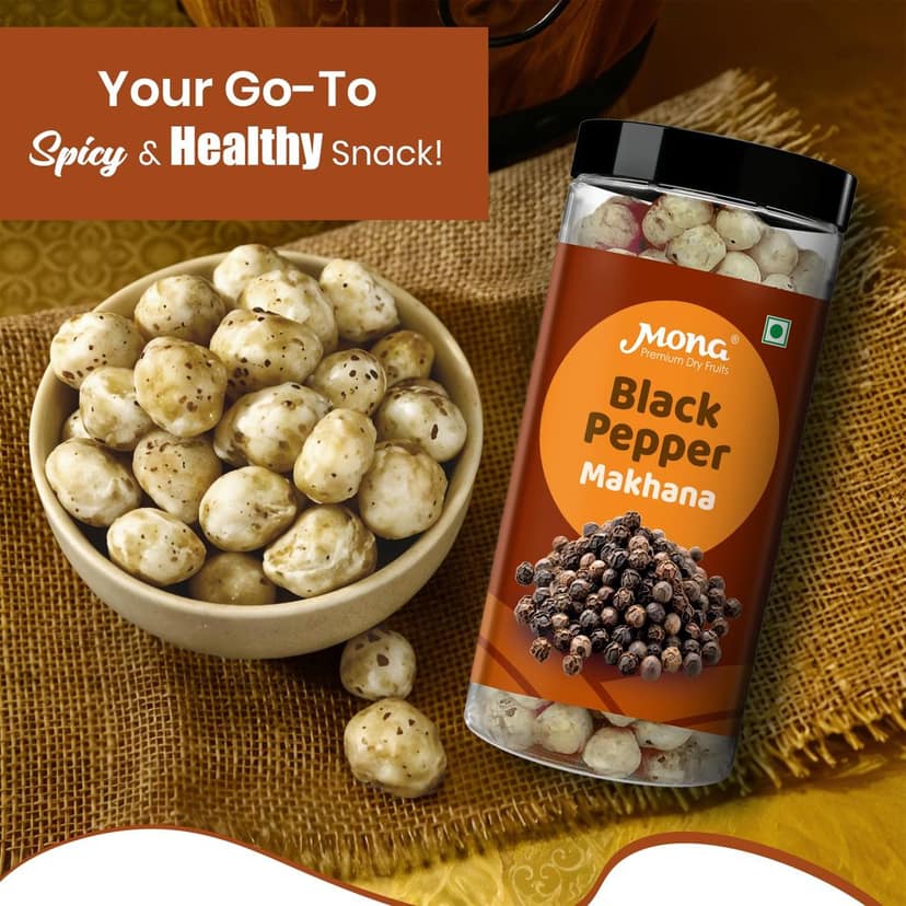 Mona Premium Black Pepper Makhana Roasted Fox Nuts Healthy Snack view 3