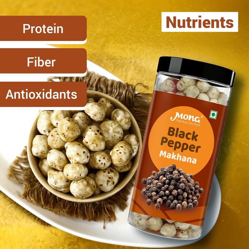 Mona Premium Black Pepper Makhana Roasted Fox Nuts Healthy Snack view 4