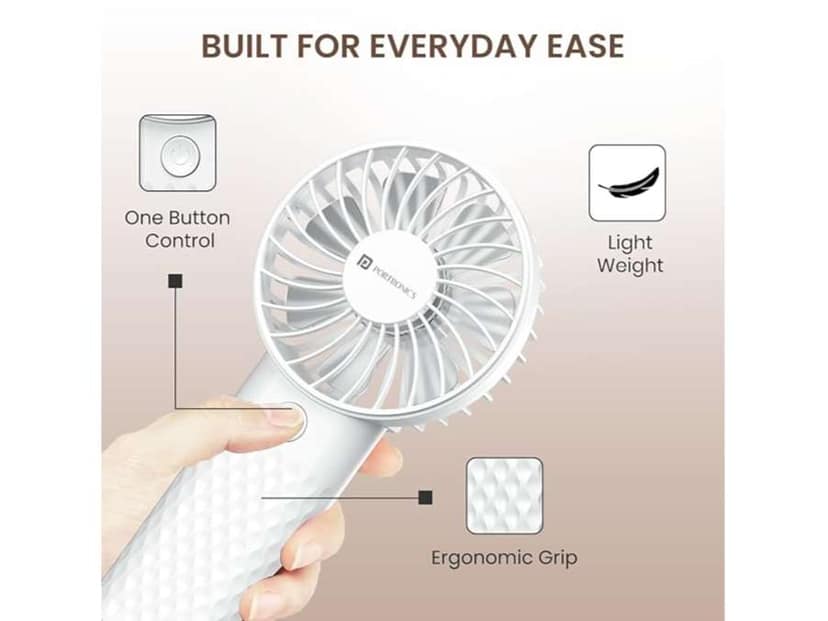 Portronics Toofan Mini 2 Personal Fan with 6 Speed Gears, 2000 mAh Rechargeable Battery, 7 Blade Design, Up to 8000 RPM view 4