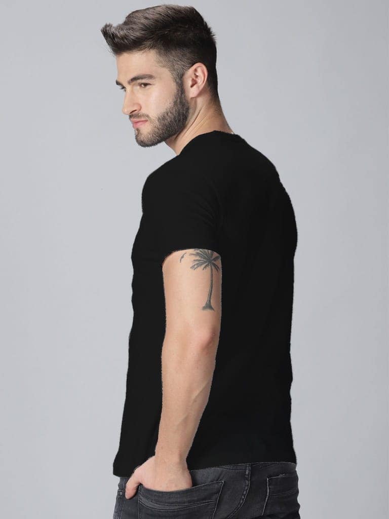 Cotton Black Plain Roundneck T-Shirt