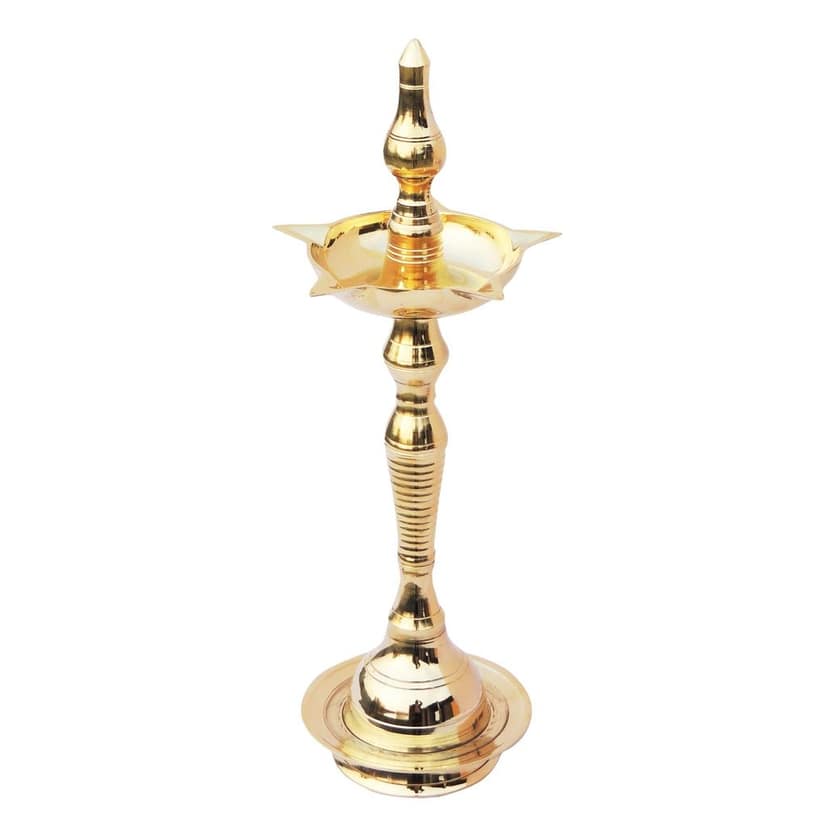Brass Kerala Fancy Deepak, Oil Lamp No. 13 - Antique Brass Deepak for Home, Height : 16.4 Inch (FMAS642 F) view 2