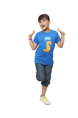 KUCHU Unisex T-Shirt | Dino Mite Print | 10–11 Years | Cotton Fabric | Breathable | Casual Wear | Graphic Tee | Everyday Wear Blue
