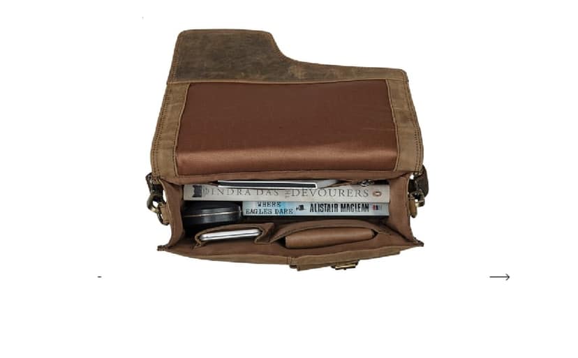 Brown Leather Messenger Bag for Men view 2
