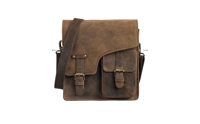 Brown Leather Messenger Bag for Men view 3