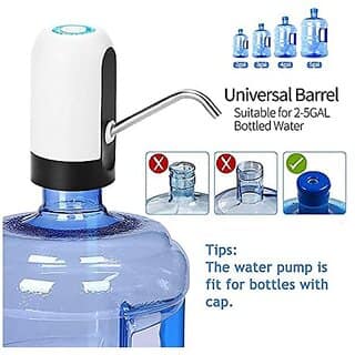 Automatic Wireless Portable Mini Rechargeable Water Bottle Can Dispenser Pump Upto 20 Litre Bottle with USB Charging Cable (Black/White) view 2