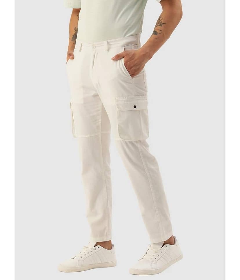 IVOC Men Solid Regular Fit Cargos Trousers view 2