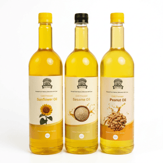 Healthy Cooking Oil Combo (Groundnut + Sunflower + Sesame Oil | 1L Each | Wood Pressed | HRK Farms)