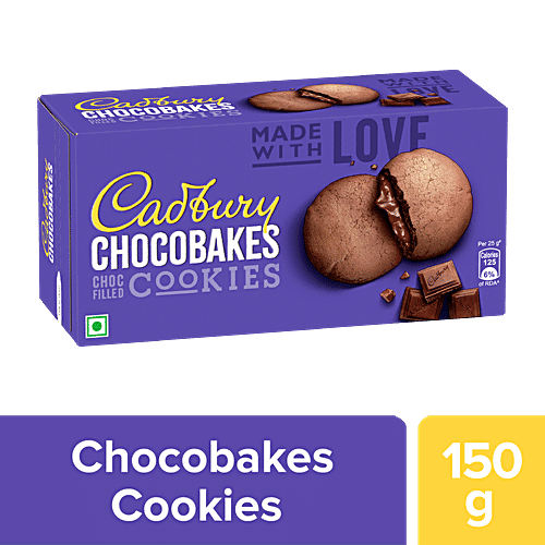 Cadbury Chocobakes Choc Filled Cookies, Centre Filled Chocolate Biscuits, 150 g (12 pcs)