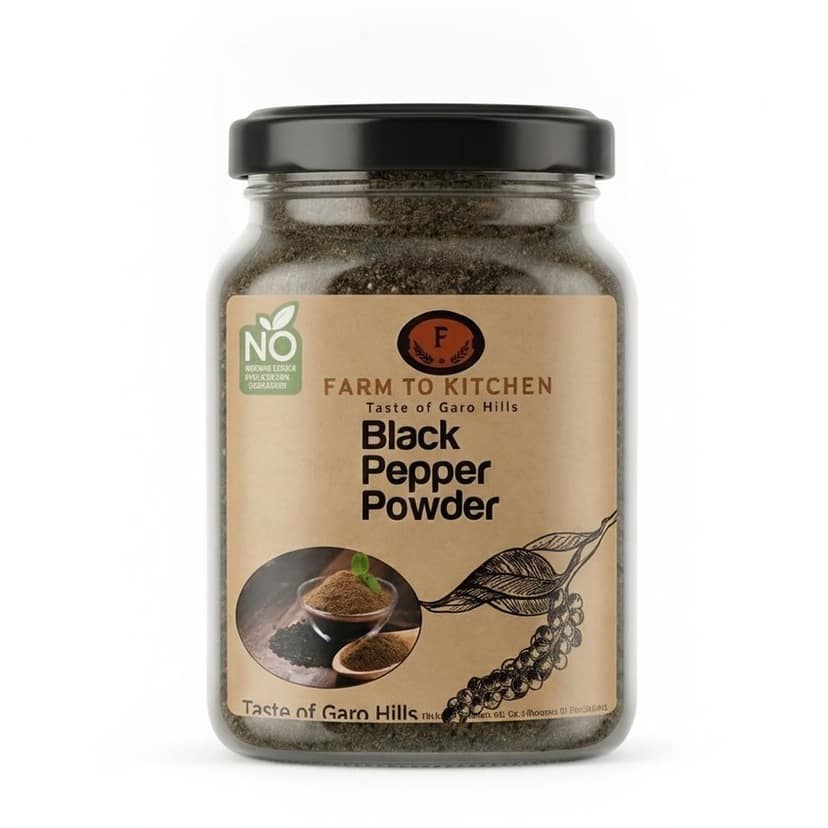 Black Pepper Powder - 100 gm - One glass jar