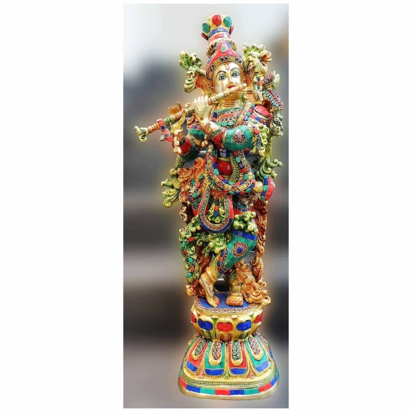 Brass Showpiece Krishna Ji God Idol Statue (BSMAS1676 K) view 2