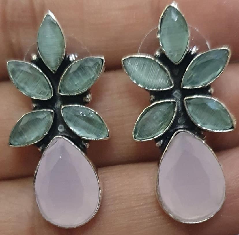 German Silver Oxidized Beautiful Studs view 2