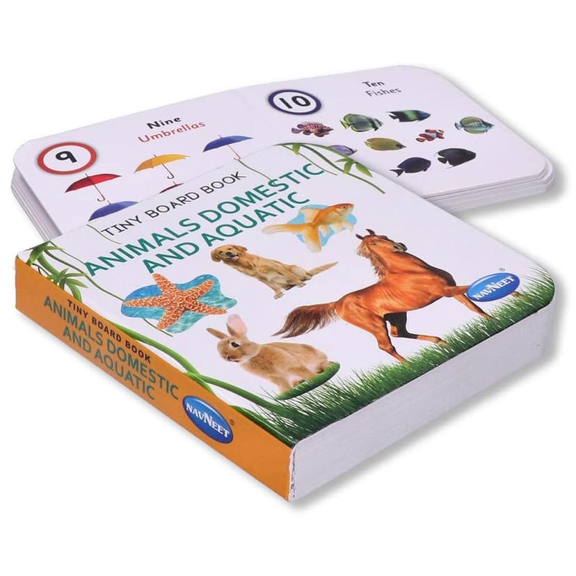 Navneet Tiny Board Book Library- Best Picture board books for babies & toddlers: 5 Books- ABC, Numbers, Hindi Varnamala, Shapes and Colours,Domestic and Aquatic animals- Early Learning Books Navneet Education Limited view 7