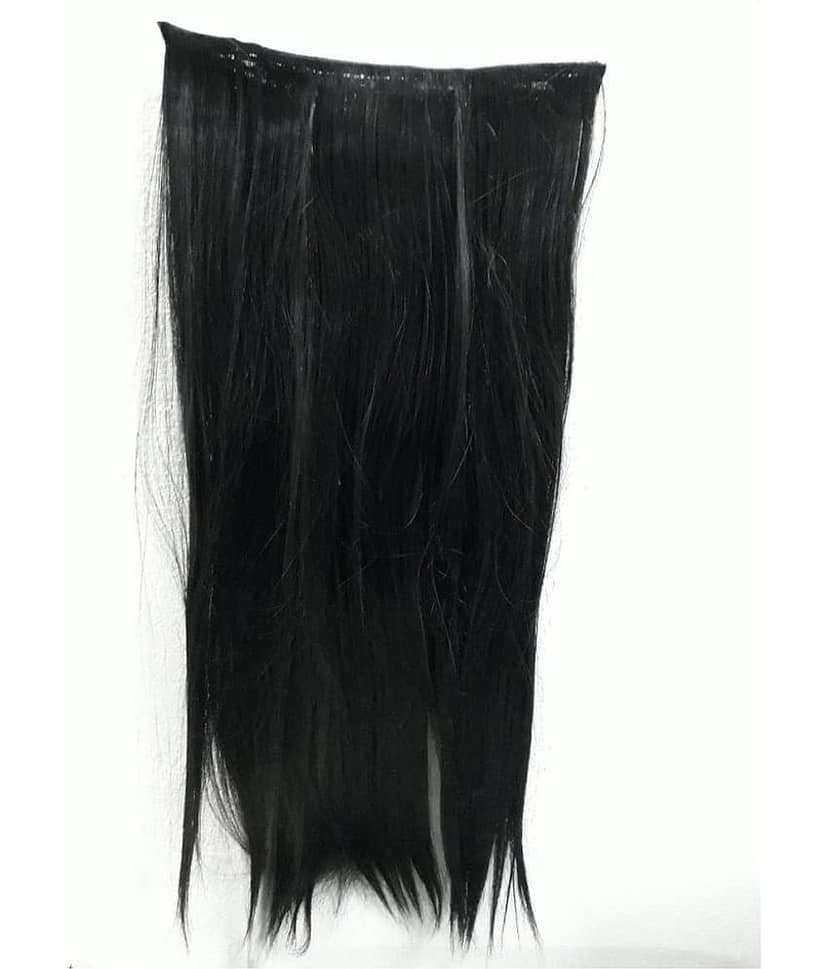 FOK 5 Clip based Straight Clip In Hair Extension BLACK view 2
