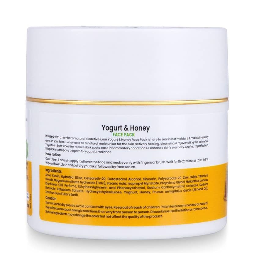 VI-JOHN Prakritik Yogurt & Honey Face Pack for Men & Women | 100g | Soft, Smooth, & Hydrated Skin | 100% Natural Bio Actives | Cruelty-free | Paraben Free | Vegan | Dermatologist Approved | All Skin Types view 2