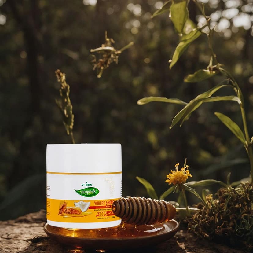 VI-JOHN Prakritik Yogurt & Honey Face Pack for Men & Women | 100g | Soft, Smooth, & Hydrated Skin | 100% Natural Bio Actives | Cruelty-free | Paraben Free | Vegan | Dermatologist Approved | All Skin Types view 3