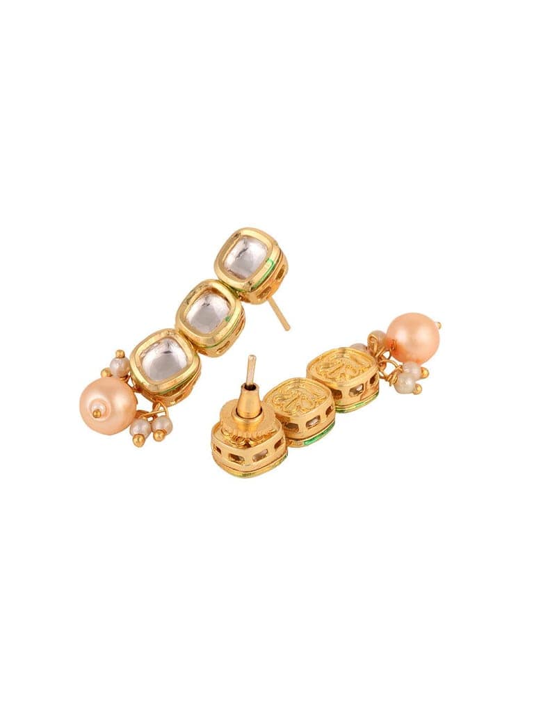 Gold Plated Single line Kundan Pearl Beaded Necklace Jewellery Set view 9