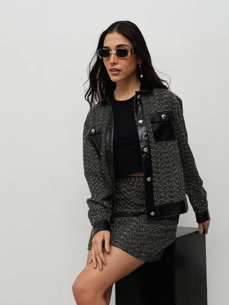 Black Tweed Co-ord Set