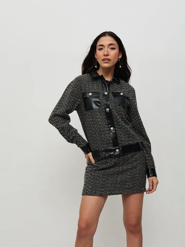 Black Tweed Co-ord Set view 3
