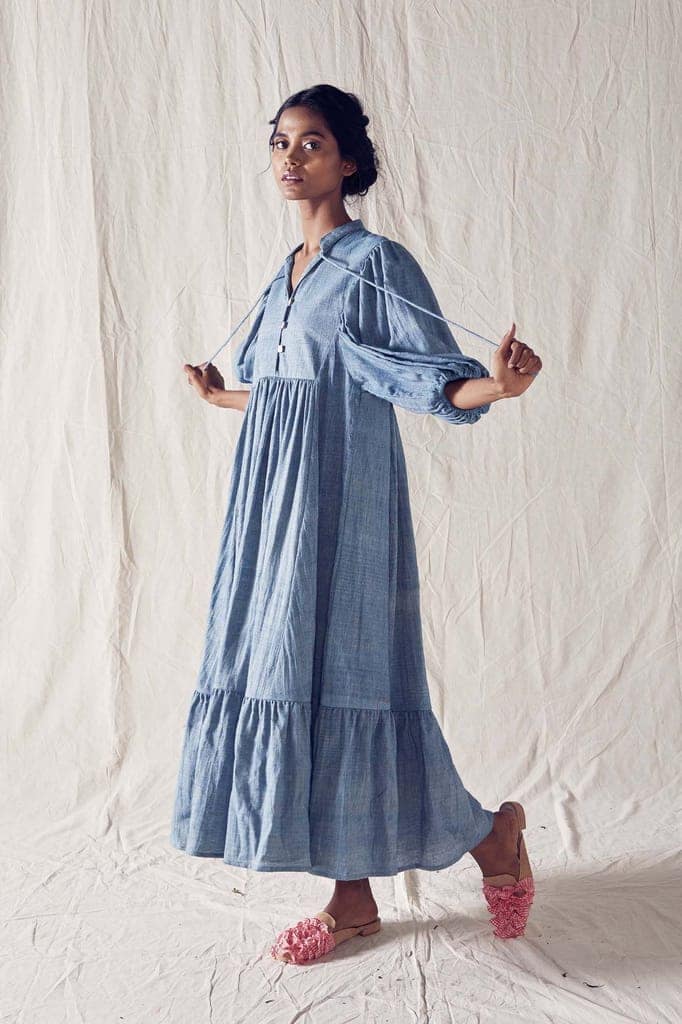 Indigo Midi Dress In Organic Cotton view 2