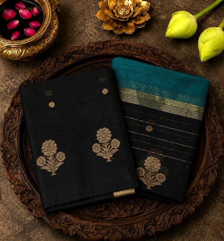 Handloom Chanderi Unstitched 2-Piece Silk By Cotton Suit Set