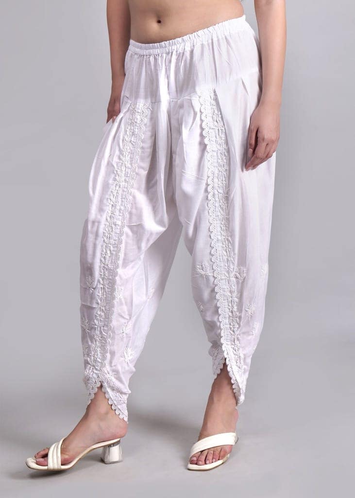 Hand Embroidered Chkankari Cotton Dhoti view 2