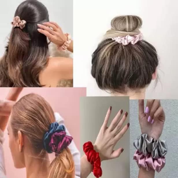 Elecsera Extra Large Scrunchie Satin Oversized Silk Scrunchy Hair Scrunchies Pack of 9 Rubber Band (Multicolor) view 3