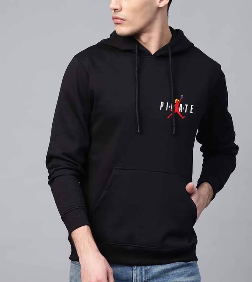 SCOTT FINCHER Men's Black Luffy Printed Black Hoodie : AA(RSHOD)BLACK_134 view 4