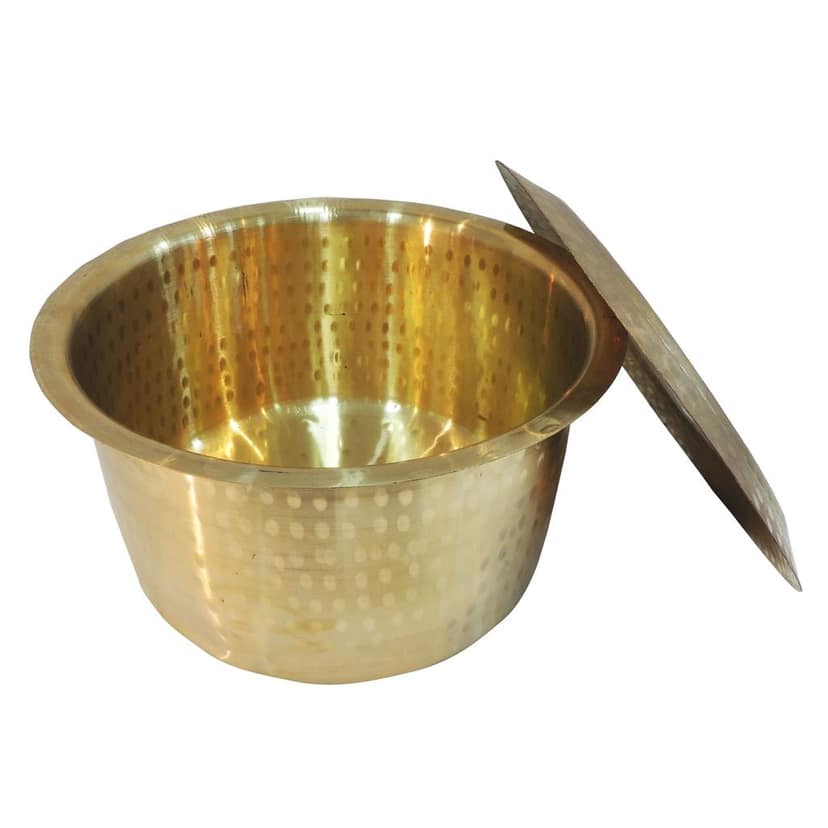Brass Bhagona With Lid 10.5 Liter | Extra Large Brass Utensil, Height : 7.2 Inch (ZMAS637 K) view 2