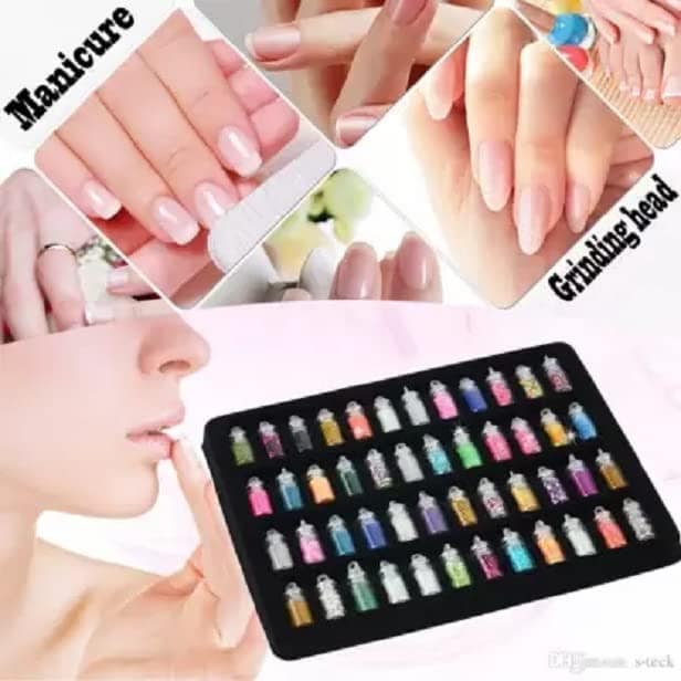 Elecsera Glitter,Nail Stickers, Nail Decoration (Multicolour) - Set of 48 Bottles (Multicolor) view 2