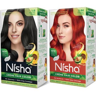 Nisha Creme Hair Color Combo Set Natural Black And 5.64 Copper Red (60gm + 60ml + 18ml Conditioner) , 5.64 Copper Red