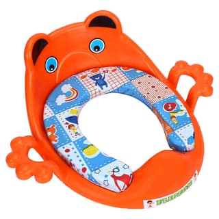 FLIPZON Cushioned Potty Training Seat for Kids | Cartoon Design | Comfortable Padded Toilet Seat with Handles & Splash Guard | Portable, Non-Slip, Easy-to-Clean Potty Chair for Boys & Girls (Orange) FLIPZON Cushioned Potty Training Seat for Kids | Cartoo