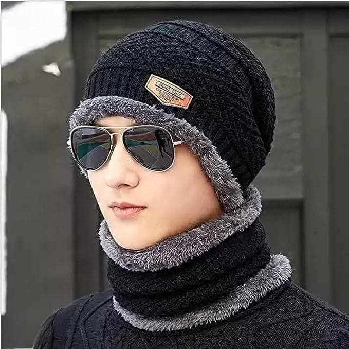 Winter Cap & Muffler for Men & Women| Beanie Cap - 1 Set| view 2