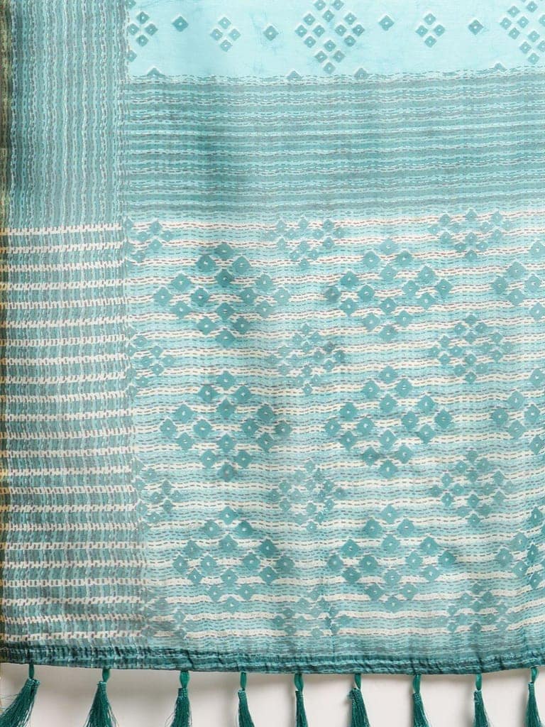 Women's Digital Print Bandhani Saree With Unstiched Blouse Piece view 3