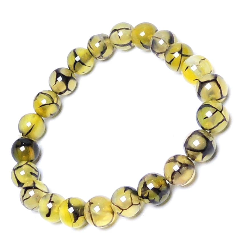Ekdant Yellow Dragon Vein Agate Bracelet Natural Crystal Healing Bracelet Gemstone Jewellery Beaded Stone Bracelet for Men & Women, Bead Size 8 mm view 4