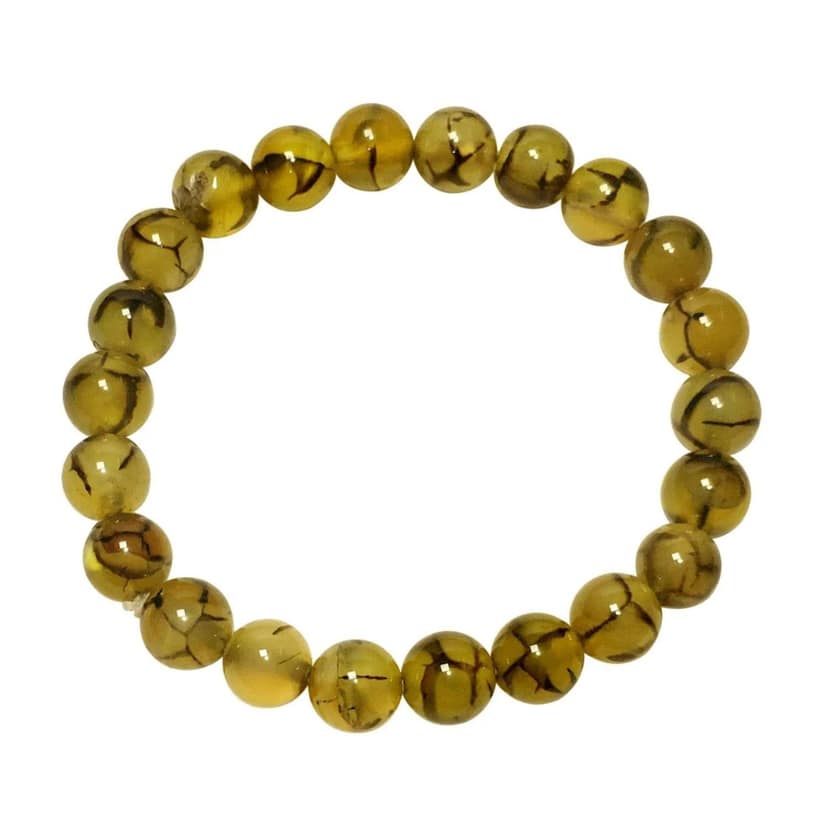 Ekdant Yellow Dragon Vein Agate Bracelet Natural Crystal Healing Bracelet Gemstone Jewellery Beaded Stone Bracelet for Men & Women, Bead Size 8 mm view 5