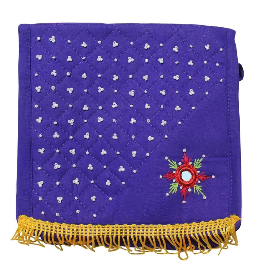 Mandhania Eco Friendly Handcrafted Embroidered Mirror Work� Bag for Girls/Women Navy Blue
